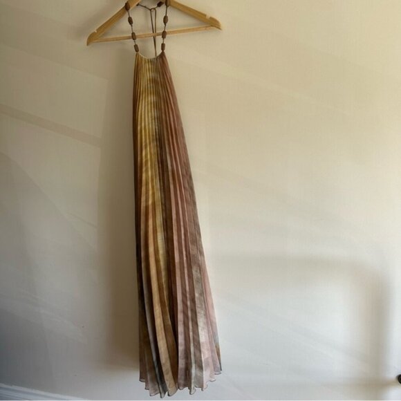 ZARA WOMEN SS24 TIE DYE PLEATED HALTER DRESS MULTICOLORED - Picture 8 of 11